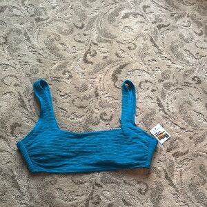 Vibrant Blue Textured Crop Top